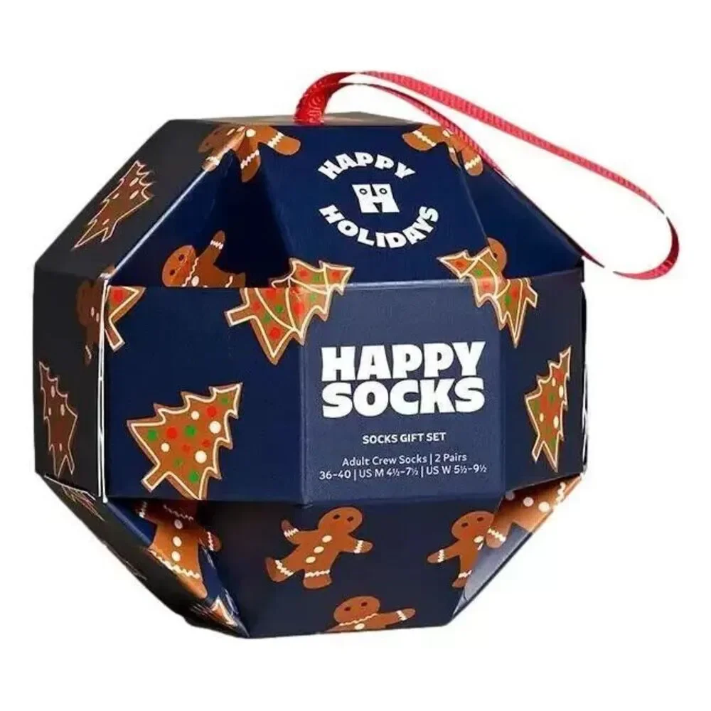 Happy Socks 1 Pack Gingerbread Cookies Socks Gift Set Adult Size 8-12